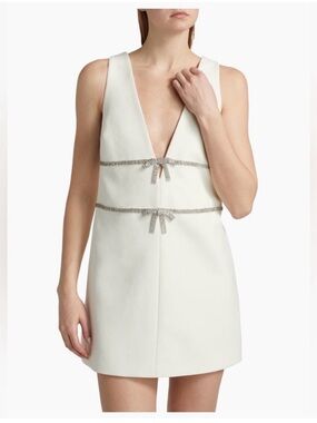 NWT Cinq à Sept Chani Crystal Bow Embellished Shift Minidress Sz 10